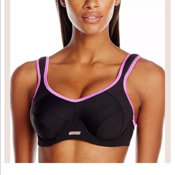 TRIUMPH - TRI-ACTION ENDURANCE HIGH IMPACT SPORTS BRA BLACK/PURPLE 18D (US 40D) - Picture 1 of 14